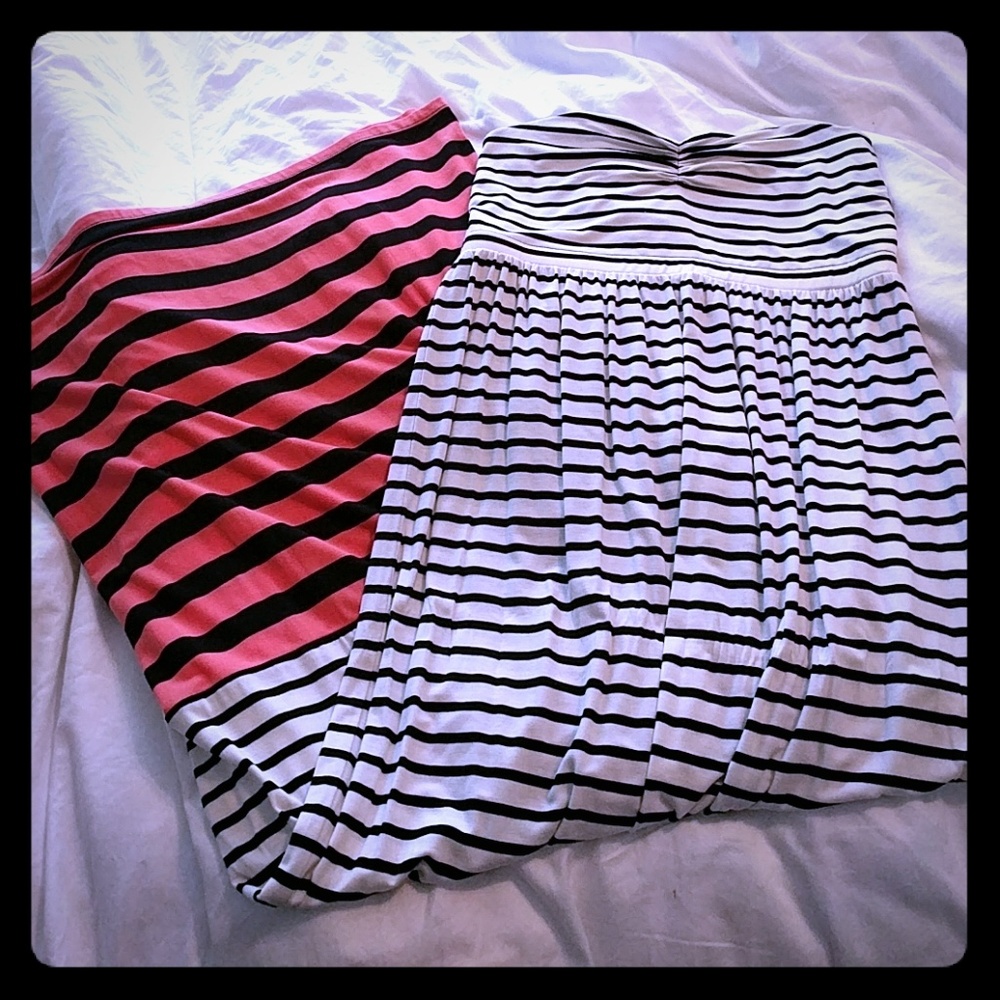 Sweetheart neck striped maxi